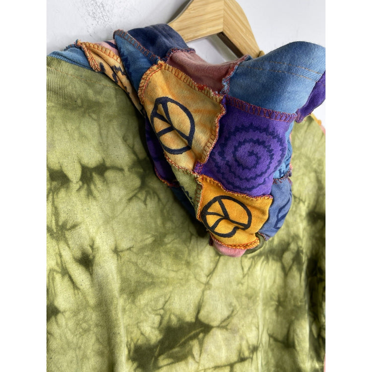 Women’s Hoodie Jacket Large Patchwork Zip Up Floral Bohemian Boho Chic Colorful