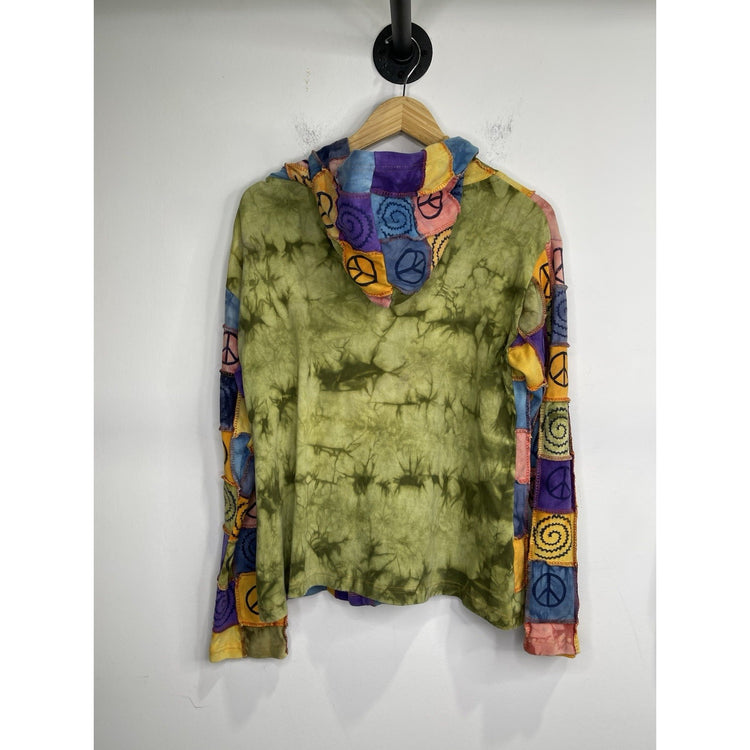 Women’s Hoodie Jacket Large Patchwork Zip Up Floral Bohemian Boho Chic Colorful