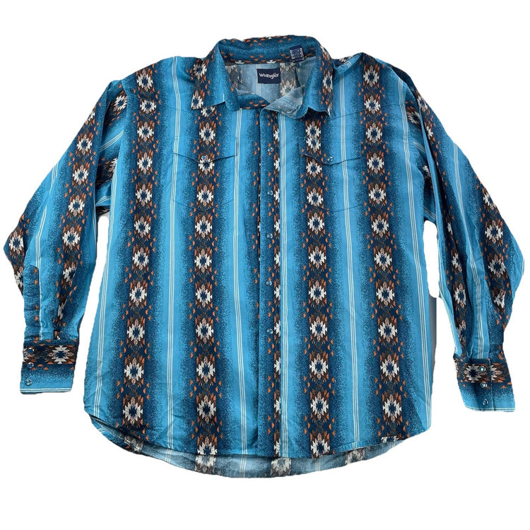 Mens Vintage Wrangler Retro-Style Long-Sleeve Western SnapDown Shirt Size 3xl