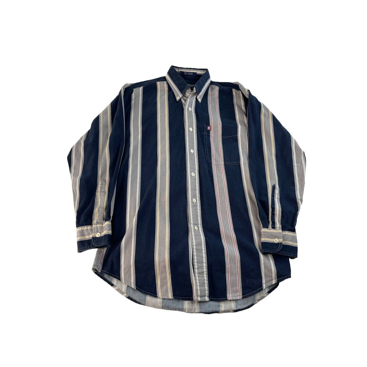 Men Chaps Striped Long Sleeve Button Down Shirt Size S