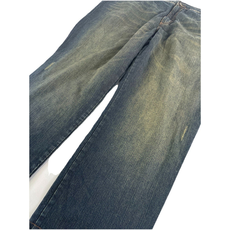 Mens Vintage Pellepelle Acid-Wash Baggy Style Streetwear Jeans Size 48x34