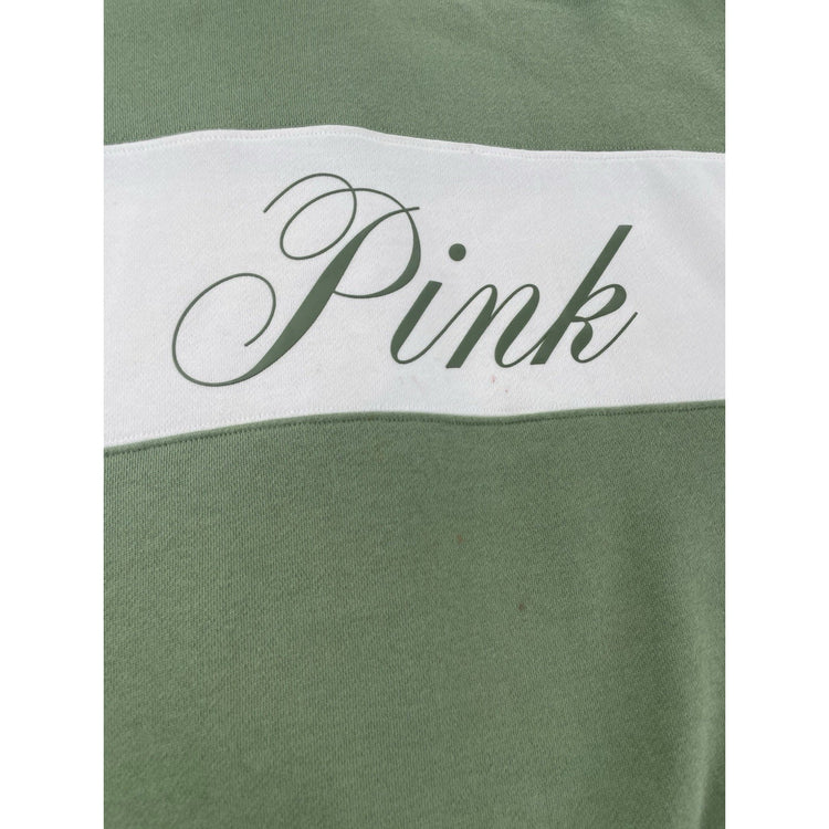Womens Victoria’s Secret PINK Green & White Crew Neck Sweater Size Large