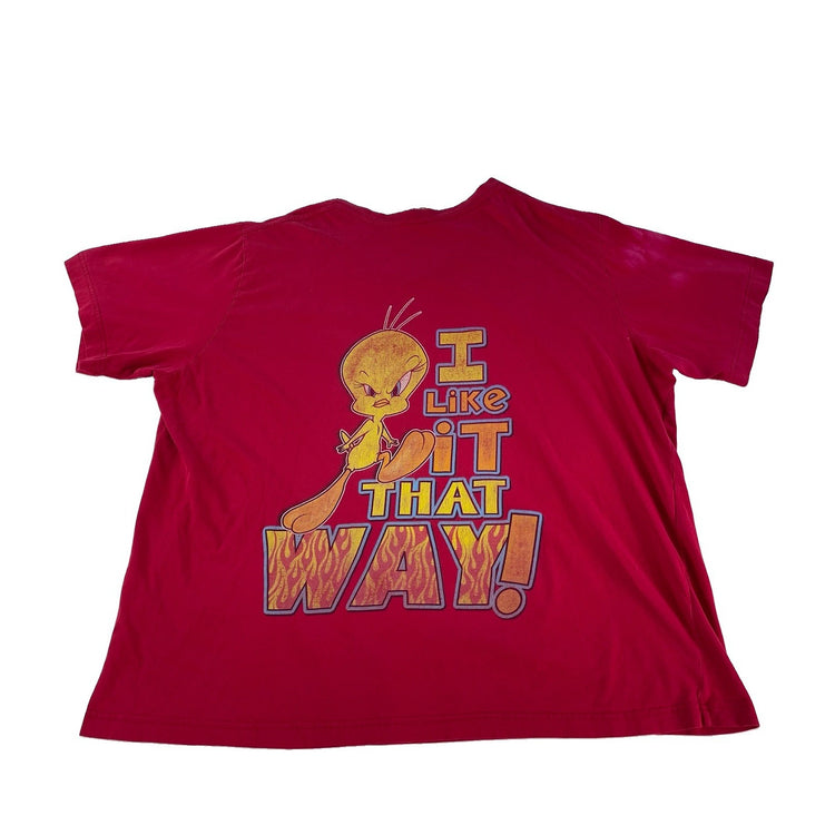 Womens Looney Tunes Tweety Bird I Know I'm Nasty V-Neck T-Shirt Red Size 2xl