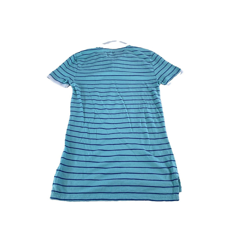 Womens American Eagle Outfitters Slim Fit Striped Polo Shirt Size XS Light Blue