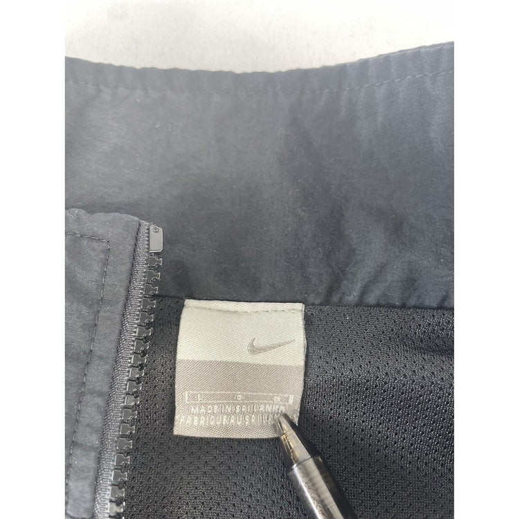 Mens Vintage Nike Swoosh Black Full-Zip Windbreaker Jacket Size L