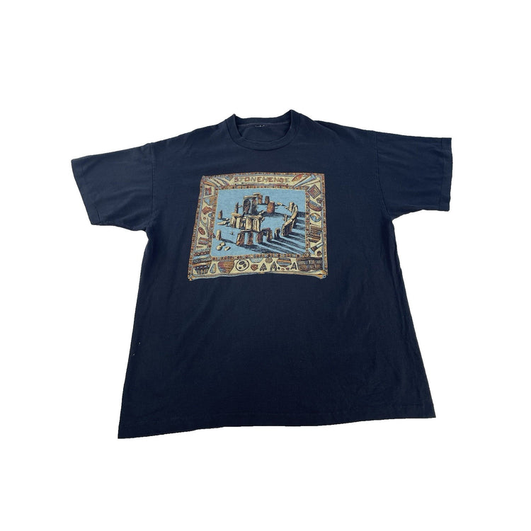 Mens Vintage Stonehenge Graphic Razuki English Heritage Black Tee Size Xl