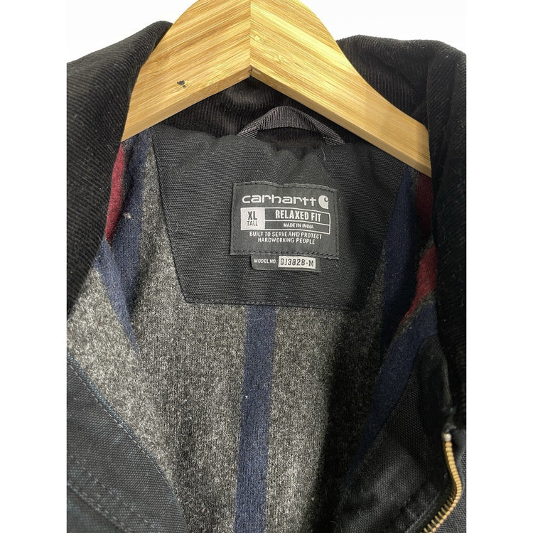 Men’s Workwear Heavyweight Carhartt Plaid Lined Detroit Jacket Black Sz XL Tall