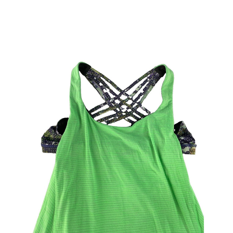 Women's Lululemon Athletic Layered Tank Top Neon Green Multi-Strap Back Size 12