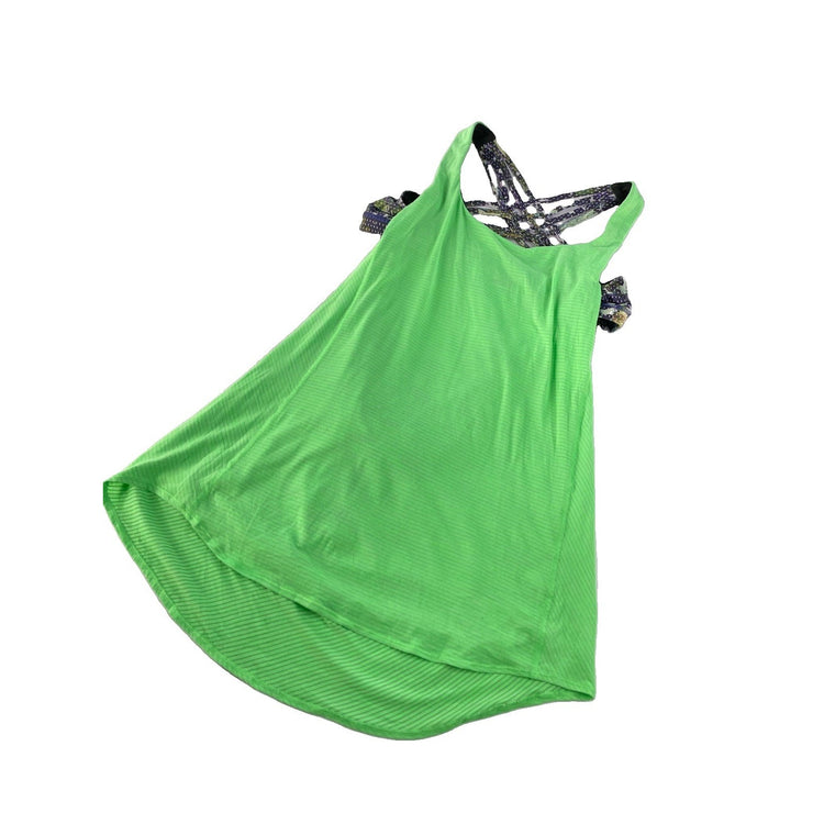 Women's Lululemon Athletic Layered Tank Top Neon Green Multi-Strap Back Size 12
