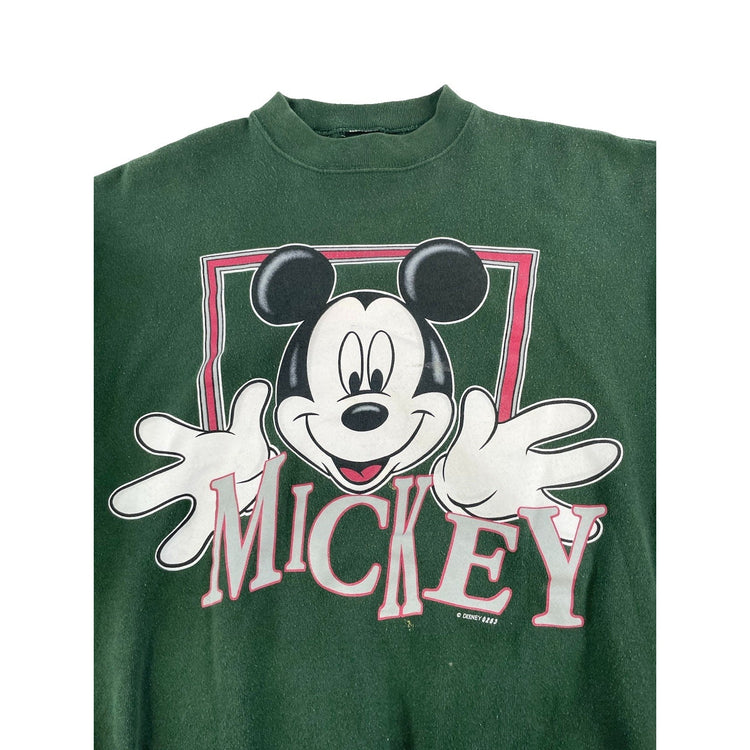 Mens Vintage Disney Micky Graphic Crewneck Sweatshirt Dark Green Size Xl