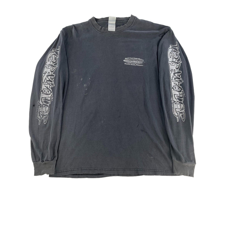 Mens Vintage 2000s Topwater Grill San Leon Texas Distressed Long Sleeve Shirt L