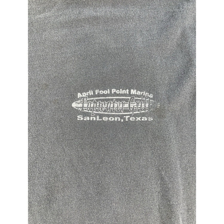 Mens Vintage 2000s Topwater Grill San Leon Texas Distressed Long Sleeve Shirt L