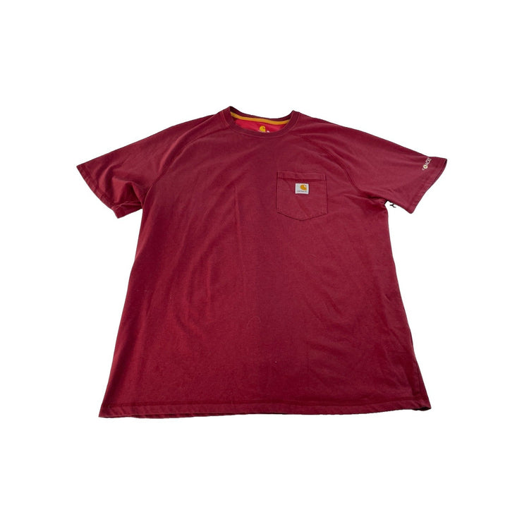 Mens Carhartt Force Relaxed Fit Red/Maroon Pocket T-Shirt Size XL