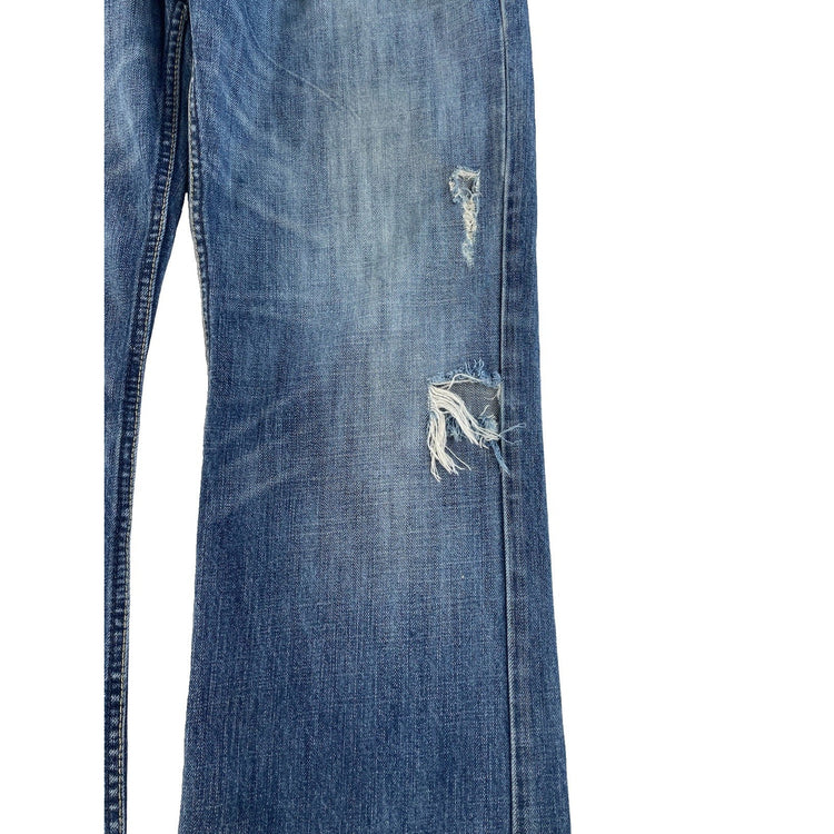 Mens American Eagle Low Rise Bootcut Jeans Blue Distressed Denim Size 34x32