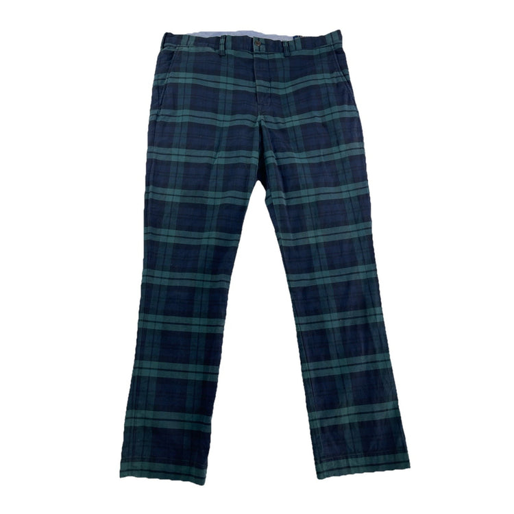 Polo Ralph Lauren Pants Mens 36 X 32 Stretch Slim Fit Green Blue Tartan Plaid