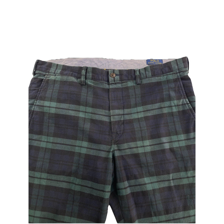 Polo Ralph Lauren Pants Mens 36 X 32 Stretch Slim Fit Green Blue Tartan Plaid