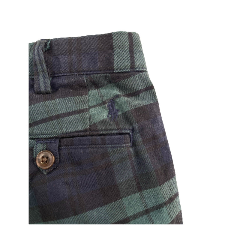 Polo Ralph Lauren Pants Mens 36 X 32 Stretch Slim Fit Green Blue Tartan Plaid