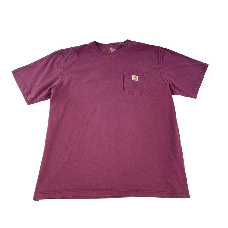 Mens Carhartt Maroon Orignal Fit Short Sleeve Pocket T-Shirt Size 2XL
