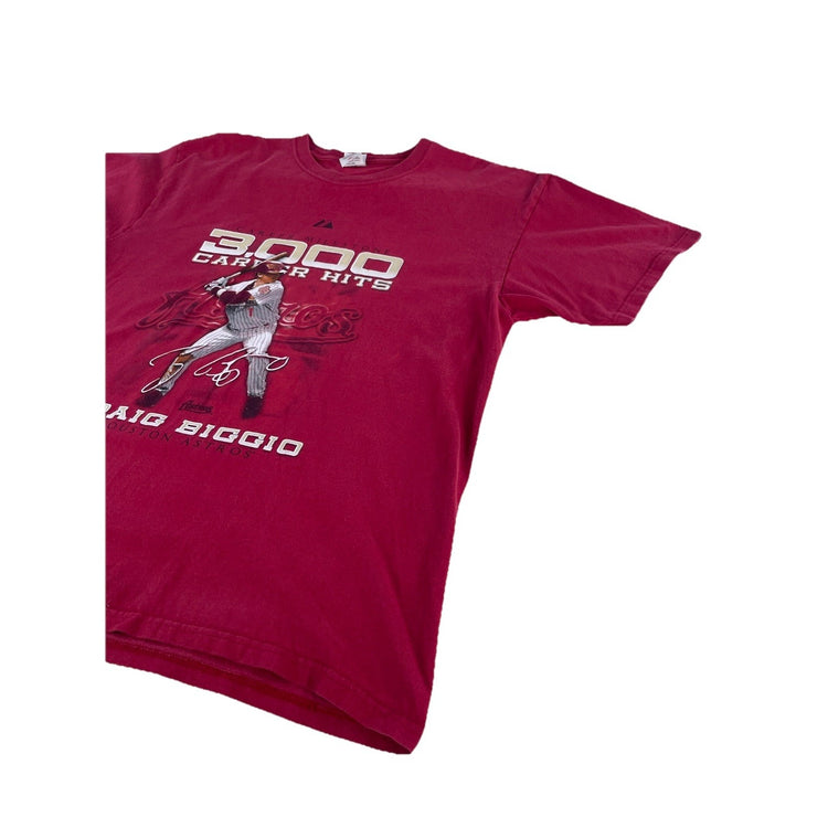 Mens Anvil Red Craig Biggio 3000 Hit Milestone Graphic Tee Size Xl