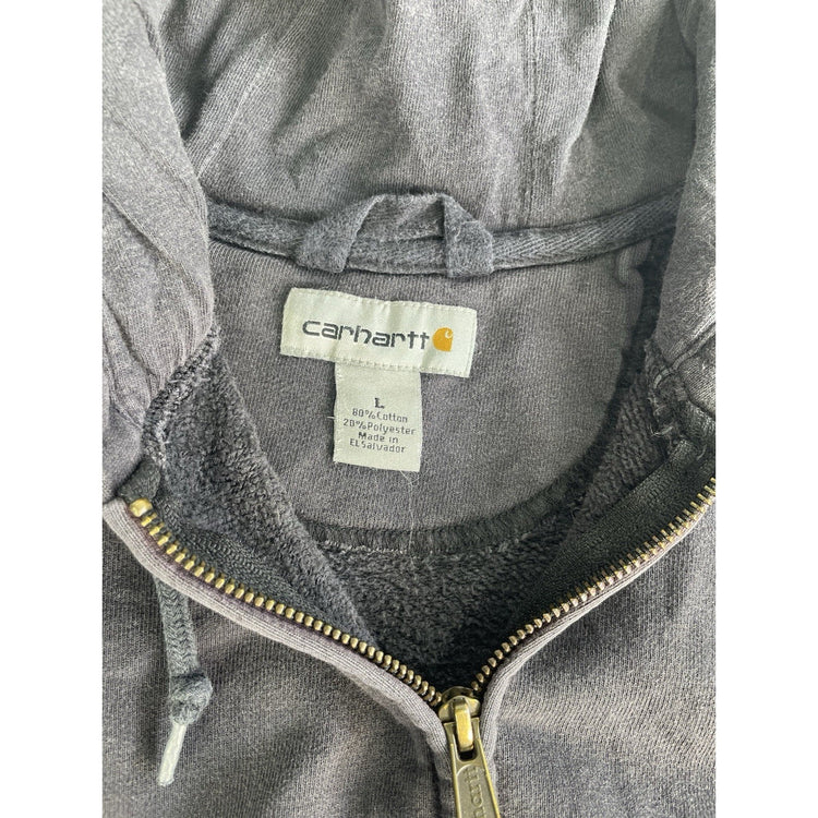 Mens Vintage Carhartt Faded Gray Full Zip Hooded Jacket Street wear Size L