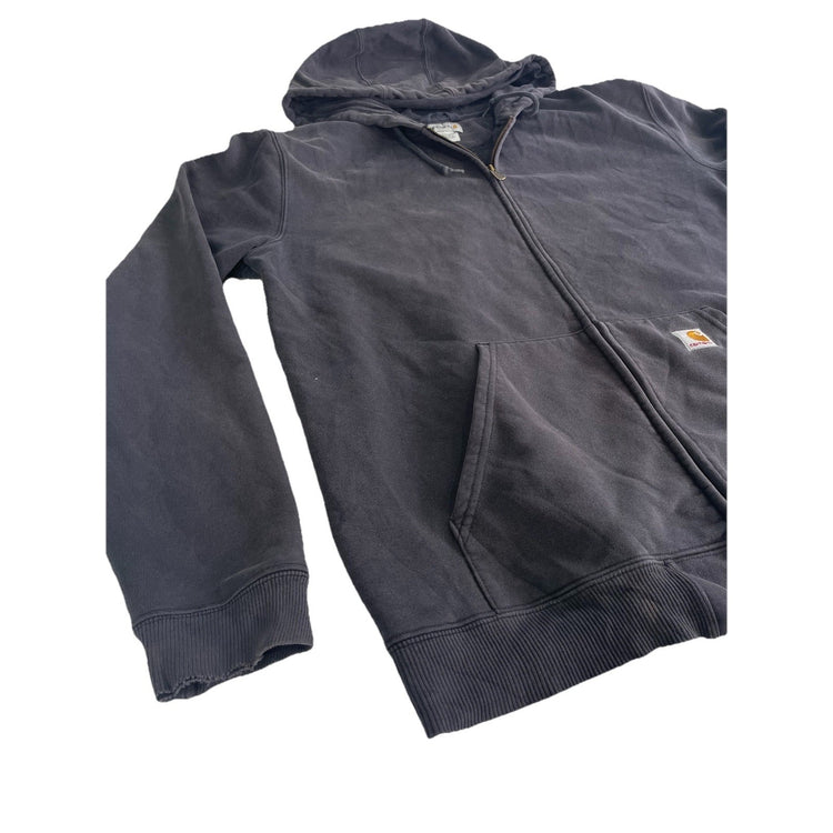 Mens Vintage Carhartt Faded Gray Full Zip Hooded Jacket Street wear Size L