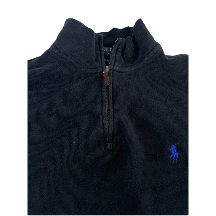 Mens Polo Ralph Lauren Black LongSleeve 1/4 Zip Sweatshirt Size S