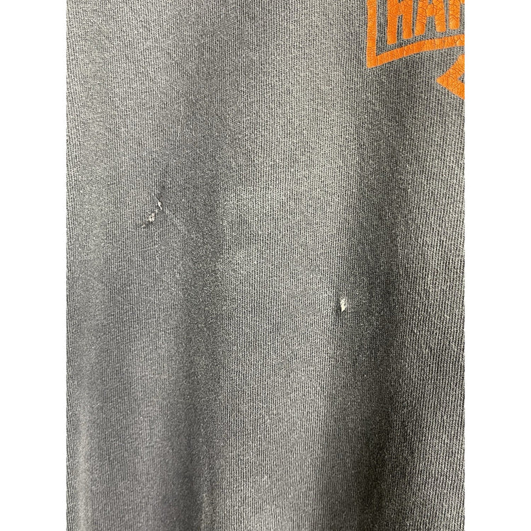 Men’s Vintage Harley Davidson Double Sided Graphic Flaming Skulls T Shirt Sz L