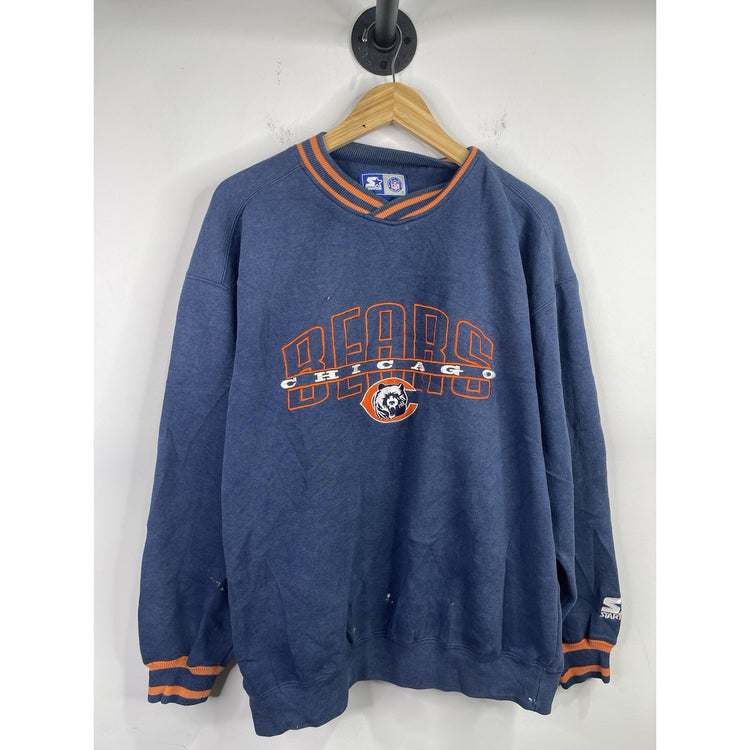 Vintage NFL Chicago Bears Starter Blue Pull Over Sweatshirt Size Large