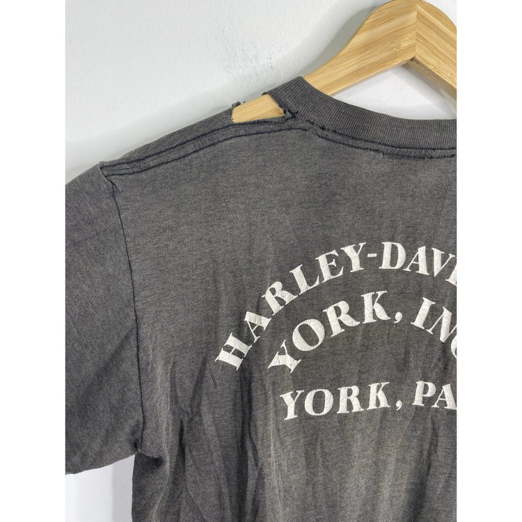 Men’s Vintage 80s Harley Davidson Born Free Graphic 3D Emblem Graphic Sz L