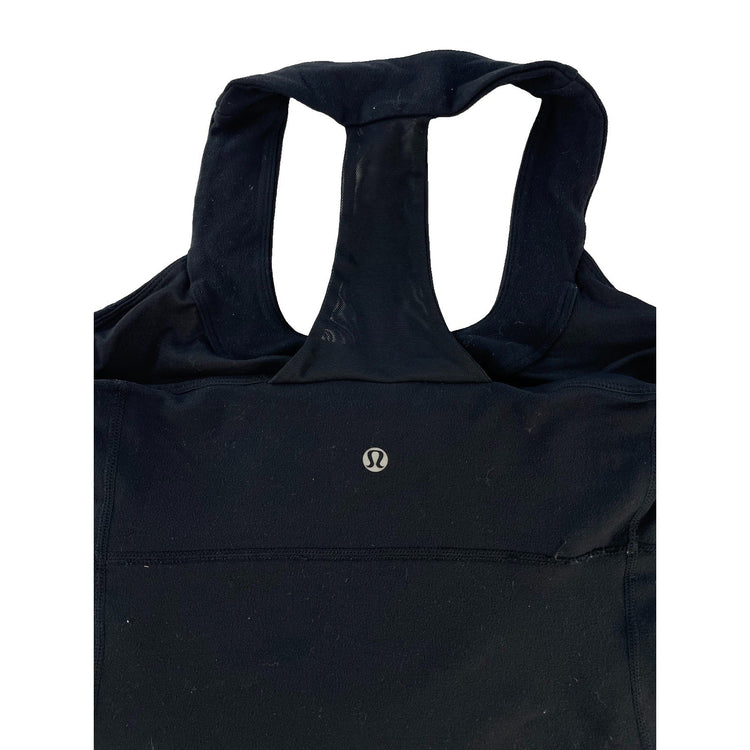 Womens Lululemon Black Built In Shelf Bra Racerback Cropped Yoga Tank Size 8
