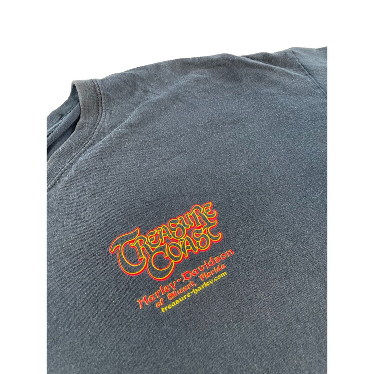 Mens Treasure Coast Harley-Davidson Pirate Graphic T-Shirt Black Size 2XL