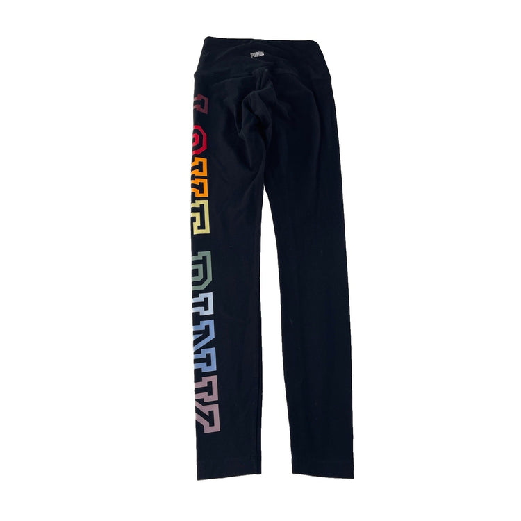 Womens Victoria's Secret PINK Black Rainbow Logo Yoga Leggings Size XS