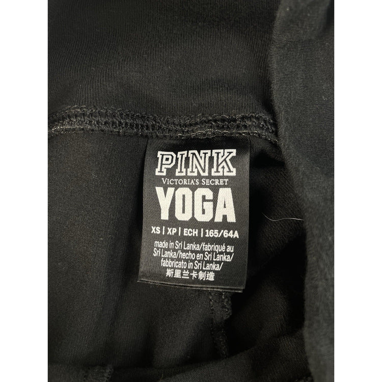 Womens Victoria's Secret PINK Black Rainbow Logo Yoga Leggings Size XS