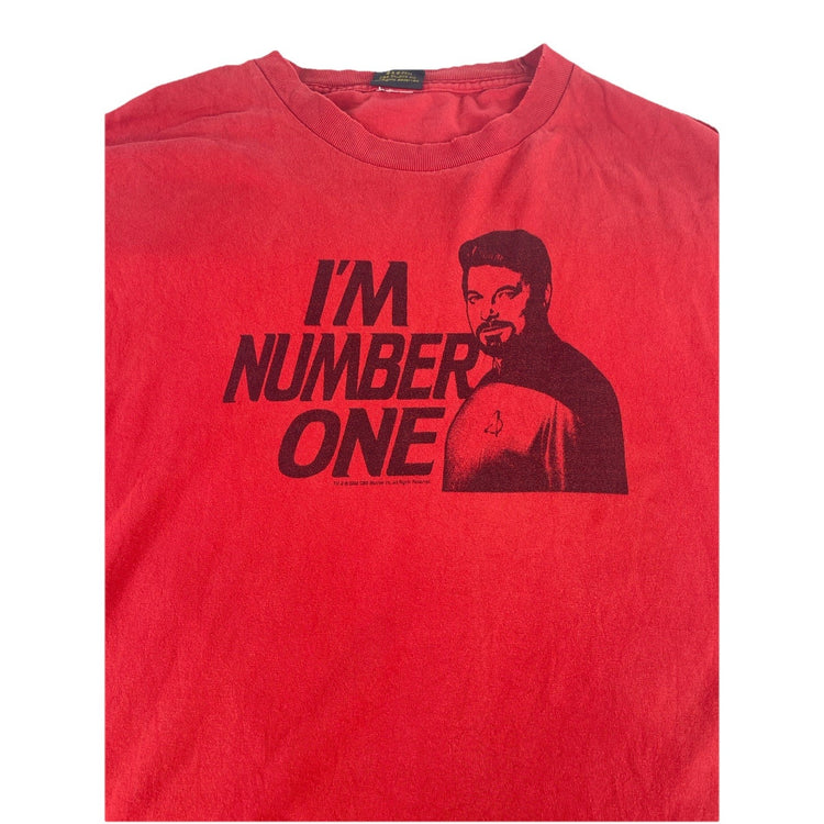 Mens Vintage Star Trek Red Commander Riker I'm Number One Graphic Tee Size 2xl