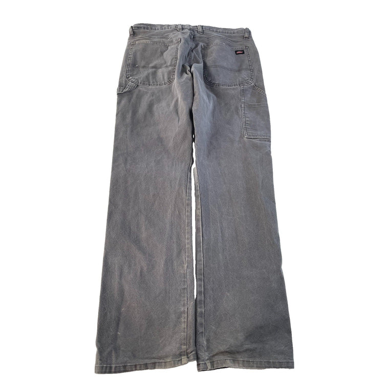 Men's Genuine Dickies Gray Canvas Carpenter Work Pants Size 34x34
