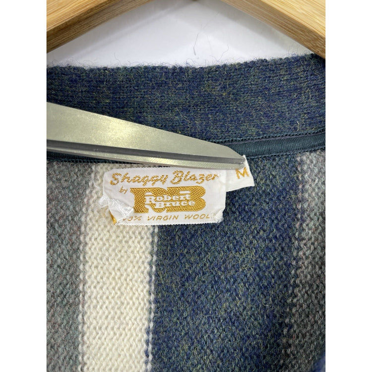 Vintage Men’s Blue Shaggy Blazer By Robert Bruce Cardigan Sz Medium