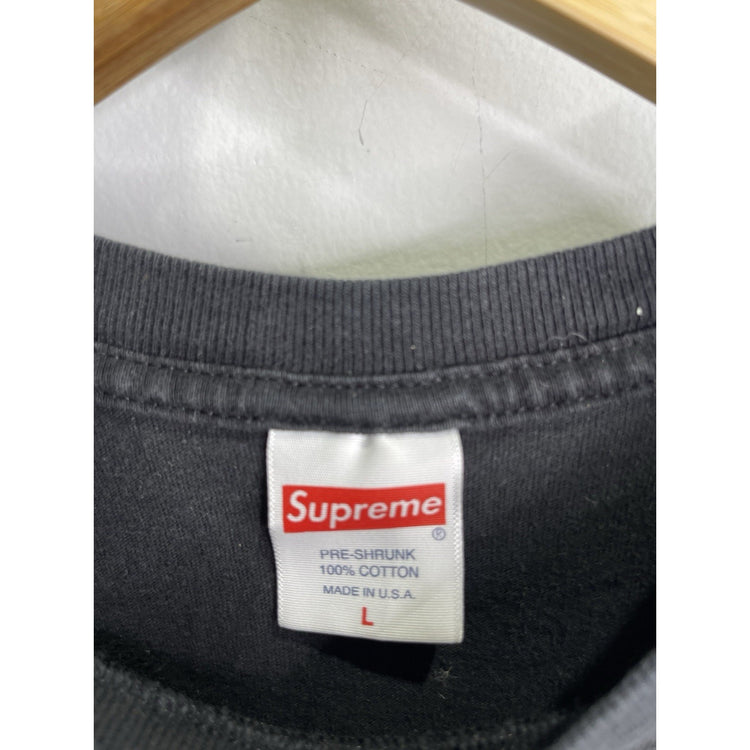 Men’s Supreme 3D Logo T-Shirt Made in USA Black Top Faded Short Sleeve Sz L