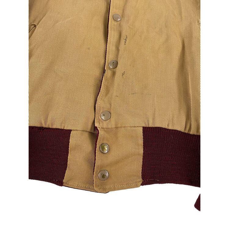 Mens Vintage 60s/70s Reversible Varsity/Canvas Jacket Tan & Maroon Size Small