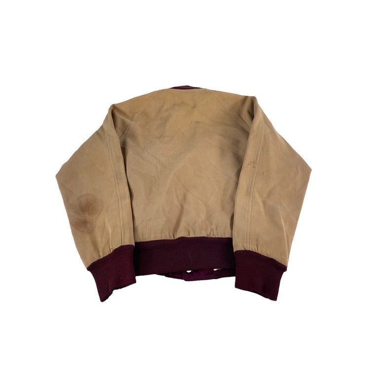 Mens Vintage 60s/70s Reversible Varsity/Canvas Jacket Tan & Maroon Size Small