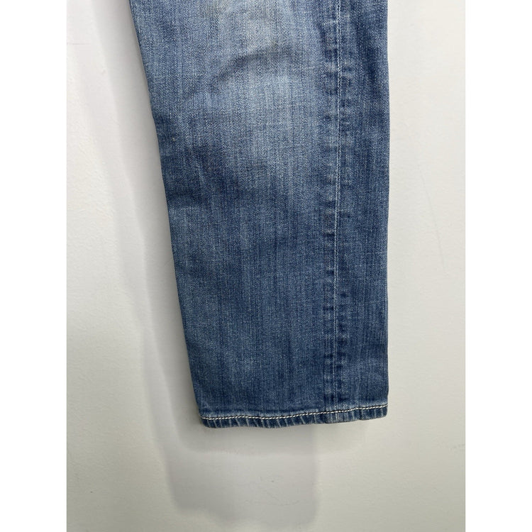 Women’s Y2K Blue Miss Me Jeans Boyfriend Capri Rhinestone Pockets 30x25