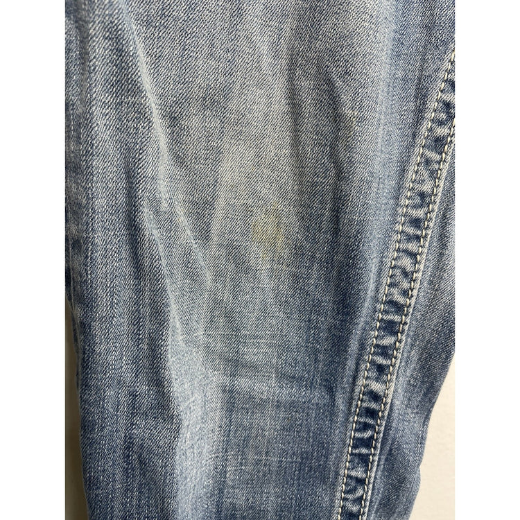 Women’s Y2K Blue Miss Me Jeans Boyfriend Capri Rhinestone Pockets 30x25