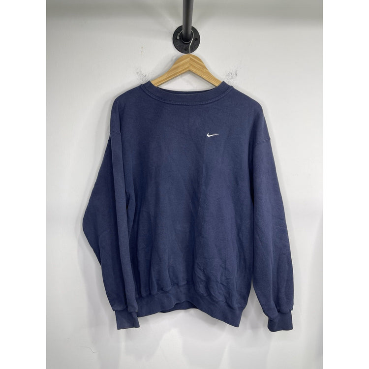 Men’s VTG Nike Crew Neck Sweatshirt Navy Blue Embroidered Swoosh Logo Sz M
