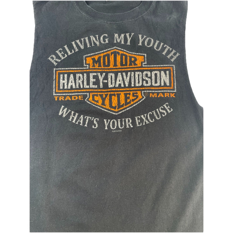 Mens Harley Davidson Motorcycle Black Sleeveless Shirt Size M