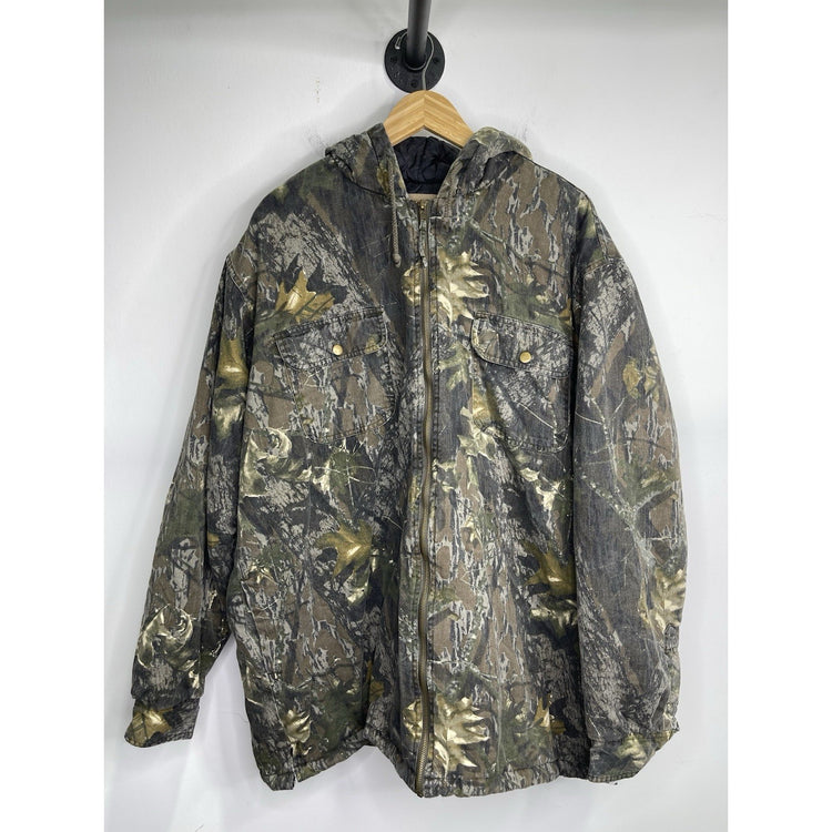 Canyon Guide Outfitters Camo Full Zip Quilted Jacket With Hood Mens Size 2XLT