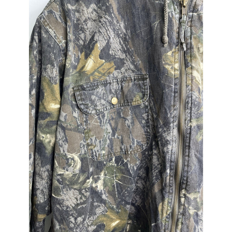 Canyon Guide Outfitters Camo Full Zip Quilted Jacket With Hood Mens Size 2XLT