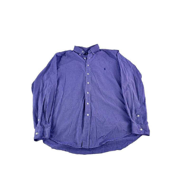 Mens Polo Ralph Lauren Classic Fit Purple Plaid Button Down Shirt Size Lt/Lg
