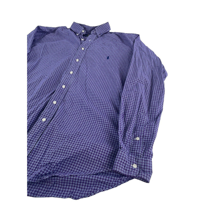 Mens Polo Ralph Lauren Classic Fit Purple Plaid Button Down Shirt Size Lt/Lg