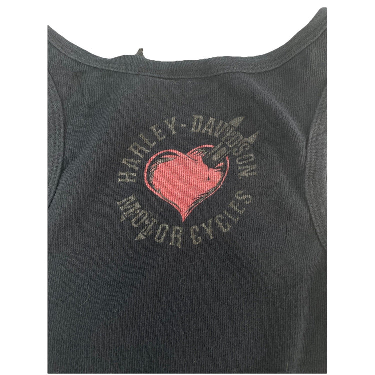 Womens Harley Davidson Motorcycles Black Graphic Tank Top W/Rhimestones Size S