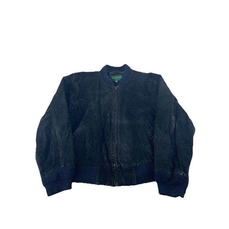 Mens Vintage Hill & Archer Black Leather Bomber Jacket Size 40