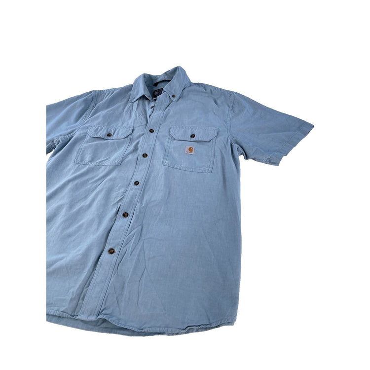 Mens Carhartt Light Blue Loose Fit Chambray Button-Down ShortSleeve Shirt Size S